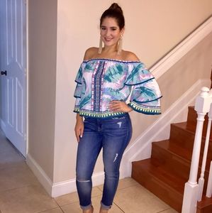 Off the shoulder colorful top